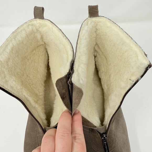 La Canadienne Delta Shearling Lined Suede Bootie Sz 10 - Picture 14 of 15